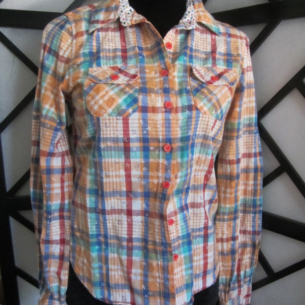 STYLEBOOK - SzS - Multi Color Plaid LS Blouse